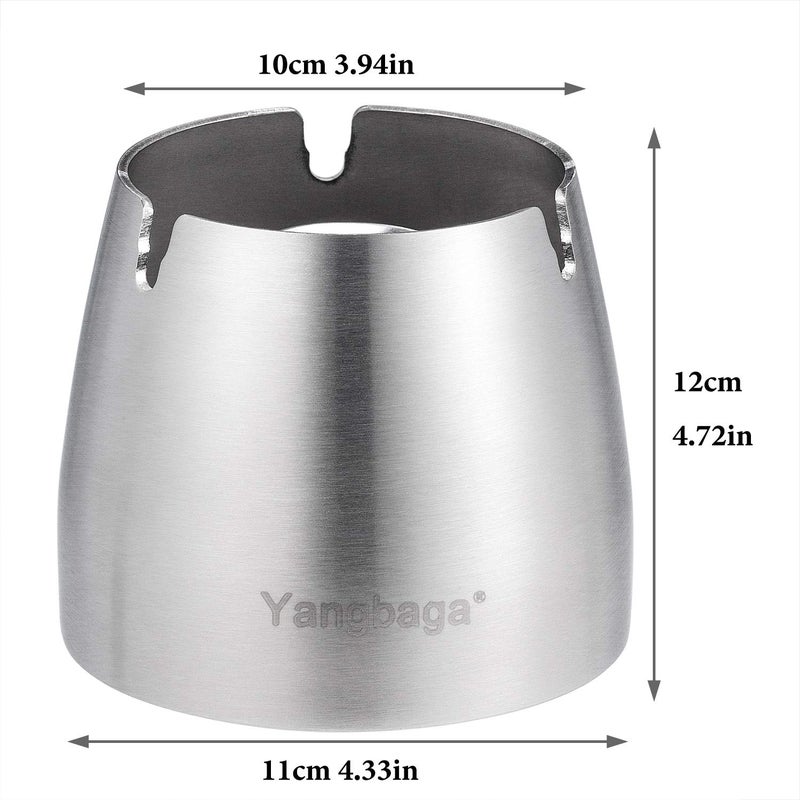 Yangbaga XL Ashtray with Lid for Cigarettesï¼ŒWindproof/Rainproof Stainless Steel Smokeless Odorless Ash tray for Home Unbreakable Modern Ashtray for Indoor or Outdoor Use,Silver (X-Large) - Image 2